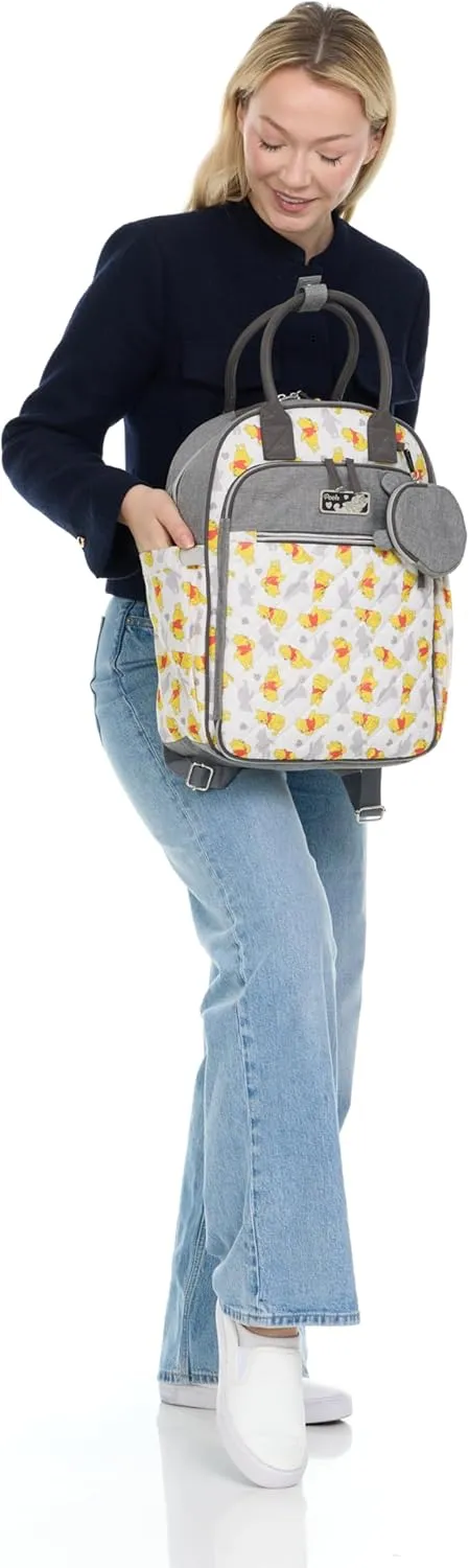 Disney Unisex Baby Travel Diaper Backpack| 16-Inches Height Multi-Functional Bag, Winnie The Pooh with Paci Holder, Extra Large