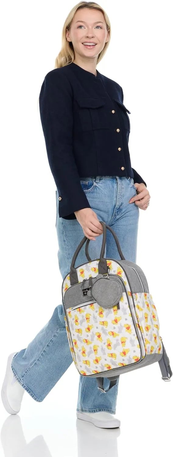 Disney Unisex Baby Travel Diaper Backpack| 16-Inches Height Multi-Functional Bag, Winnie The Pooh with Paci Holder, Extra Large