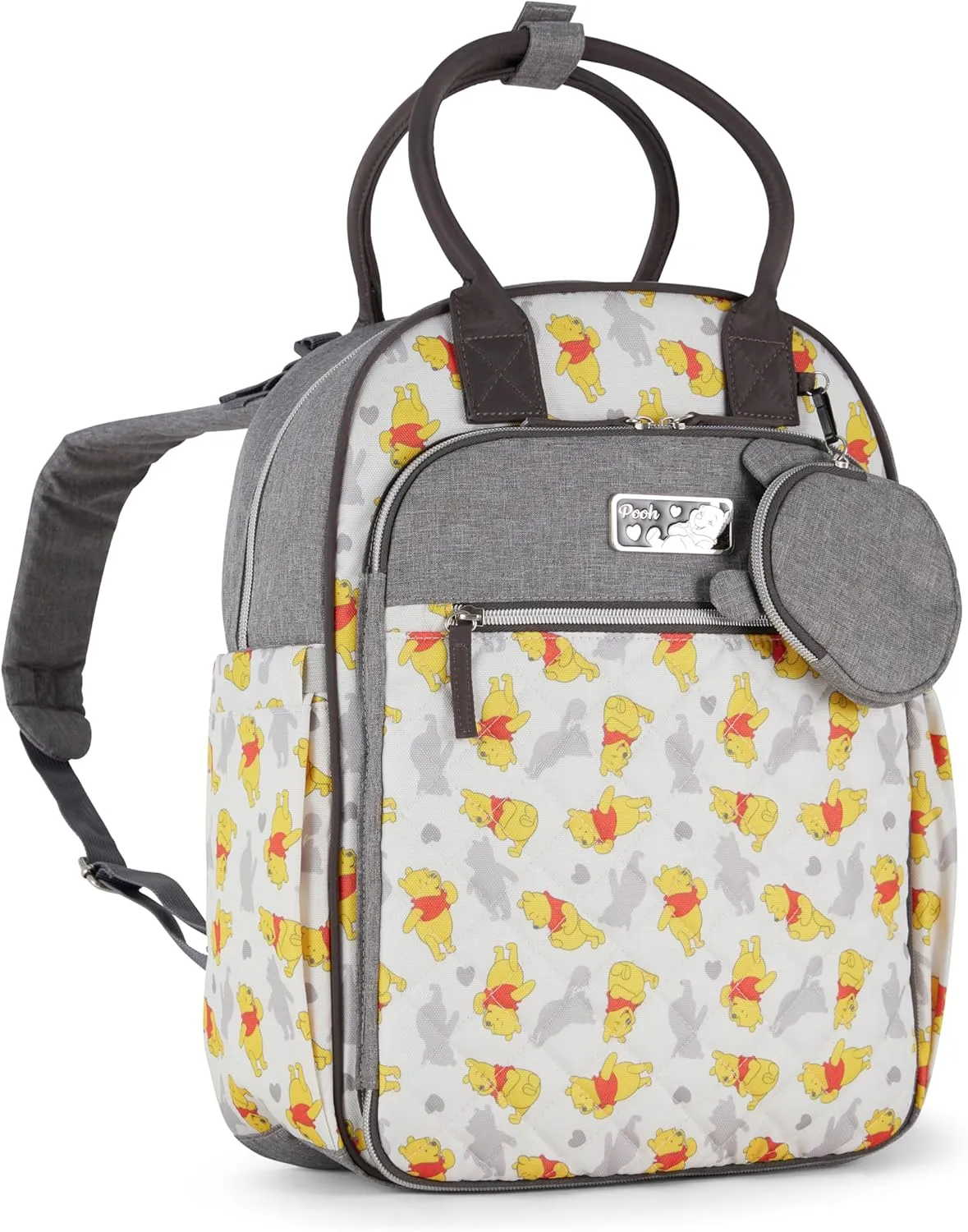 Disney Unisex Baby Travel Diaper Backpack| 16-Inches Height Multi-Functional Bag, Winnie The Pooh with Paci Holder, Extra Large