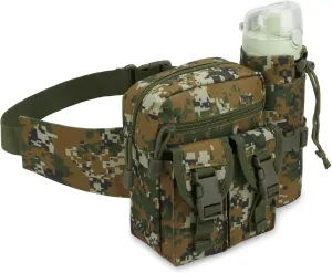 DOB SECHS Hiking Waist Bag with Detachable Water Bottle Holder and Adjustable Waist Belt Oxford Fanny Pack for Men Women Causal Belt Bag for Travel Outdoor Fishing Running Hiking Hunting,Camouflage