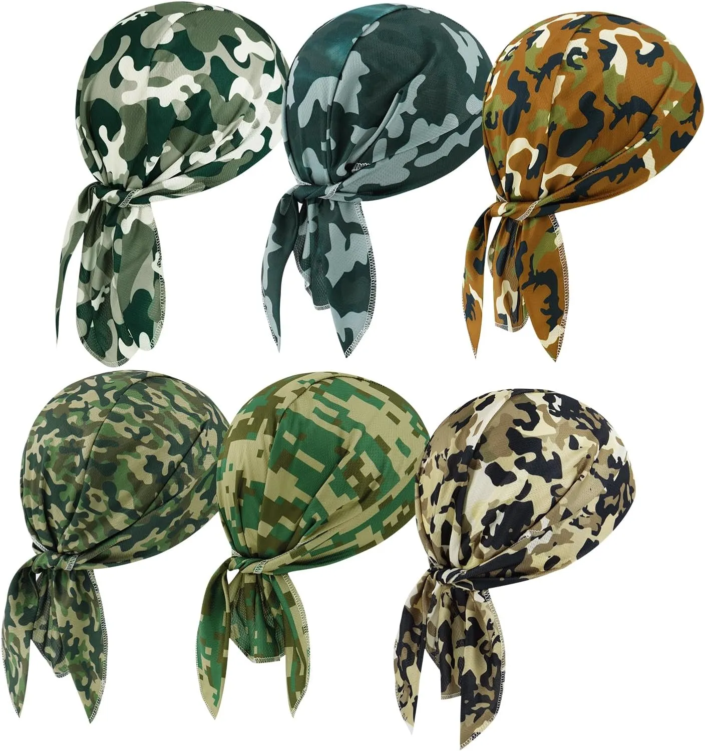 DOCILA 6 Pcs Do Rags Skull Cap for Men Women Helmet Liner Head Wrap Motorcycle Bandana All Seasons Cycling Durags Beanie