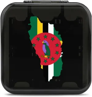Dominica Map Flag Funny Game Card Case Pattern Game Card Storage Box Cards Holder with 24 Slots