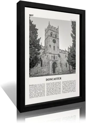 Doncaster Print Black And White, Doncaster Wall Art, Doncaster Poster, Doncaster Cityscape Travel Wall Art Canvas Poster Ready to Hang Framed Wood Black 12x16inch(30x40cm)