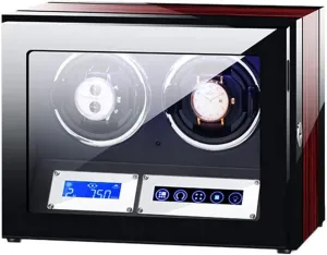 Double Watch Winders Box for Automatic Watches Touch Panel Display Screen Flexible Watch Pillow Built-in LED Illumination