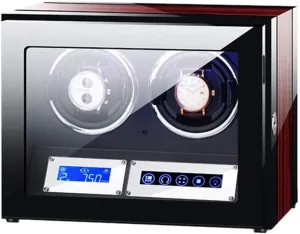 Double Watch Winders Box for Automatic Watches Touch Panel Display Screen Flexible Watch Pillow Built-in Led Illumination