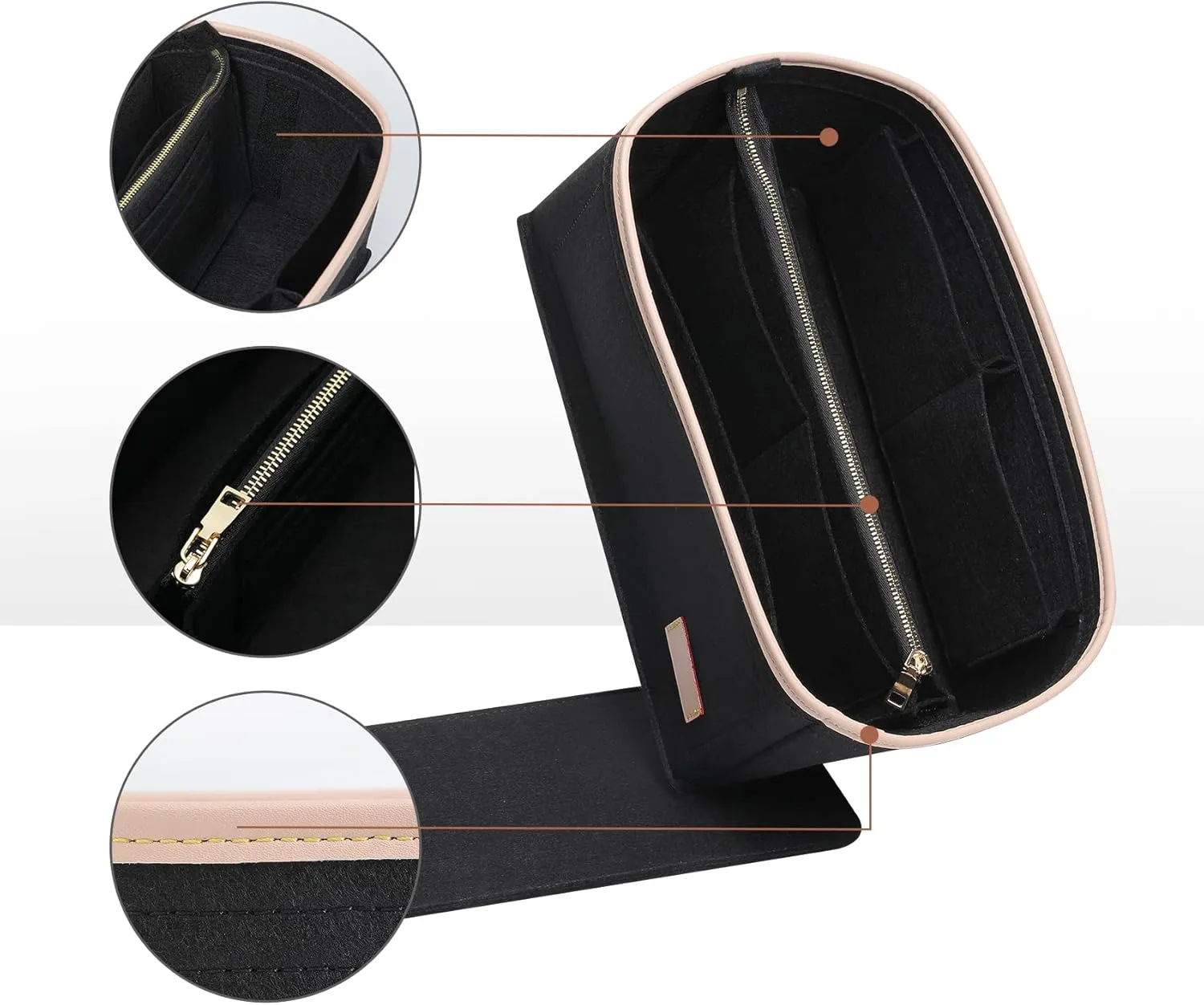 Doxo Purse Organizer Insert, Bag Organizer for Tote & Purse, Bag in Bag, Perfect for Speedy 35 Neverfull GM and More(Black-XL)