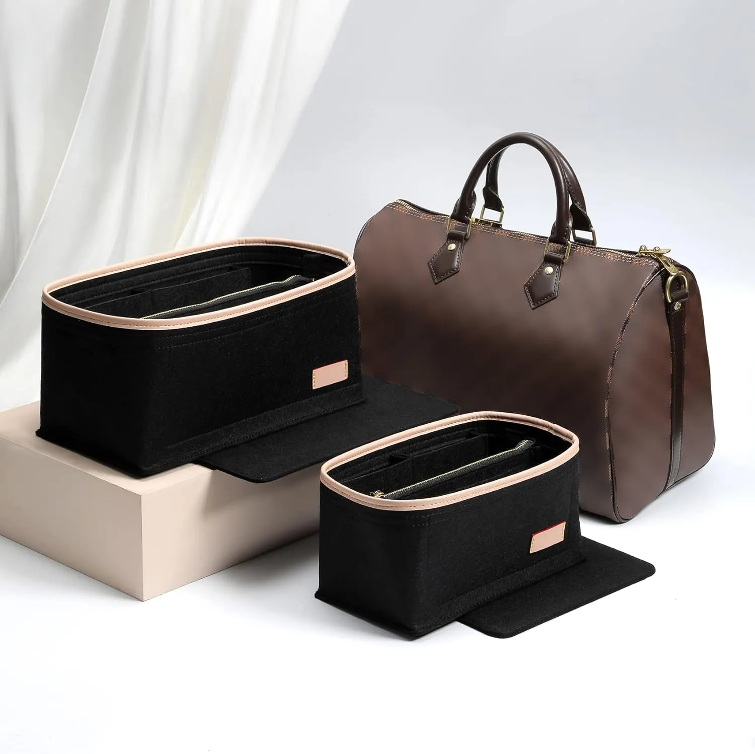 Doxo Purse Organizer Insert, Bag Organizer for Tote & Purse, Bag in Bag, Perfect for Speedy 35 Neverfull GM and More(Black-XL)