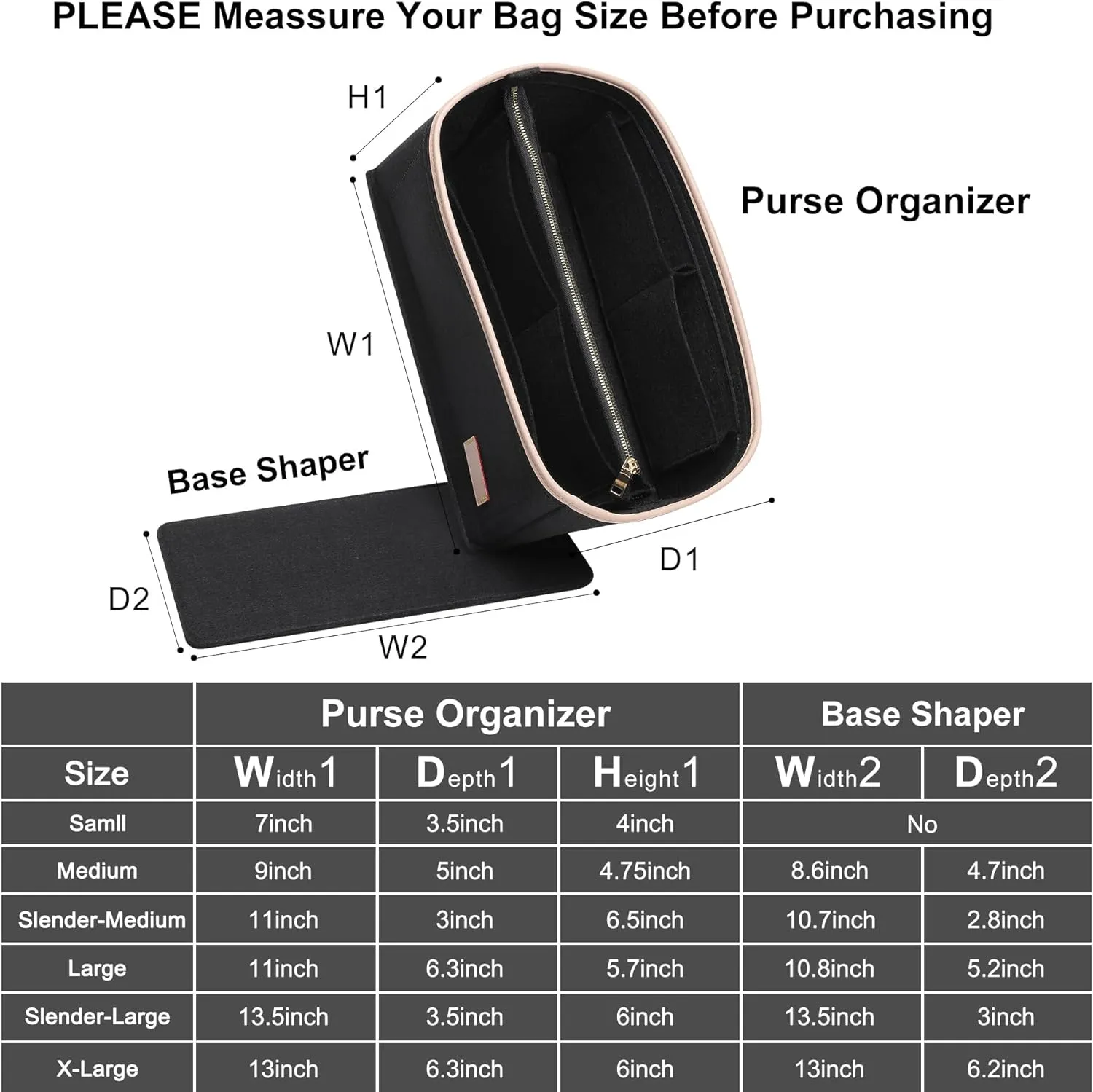 Doxo Purse Organizer Insert, Bag Organizer for Tote & Purse, Bag in Bag, Perfect for Speedy 35 Neverfull GM and More(Black-XL)