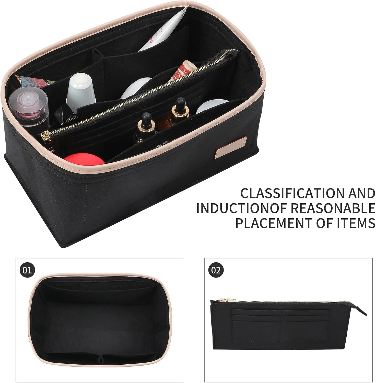 Doxo Purse Organizer Insert, Bag Organizer for Tote & Purse, Bag in Bag, Perfect for Speedy 35 Neverfull GM and More(Black-XL)