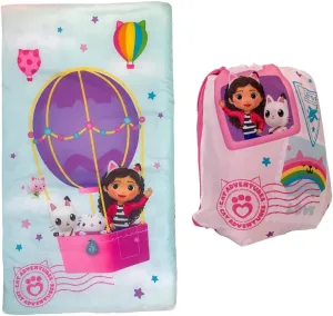 DreamWorks Gabby's Dollhouse Kids Soft Lightweight 2 Piece Sleeping/Slumber Bag and Sling Bag Set, 46"(L) X 26"(W), (Official Licensed Gabby's Dollhouse Product) by Franco