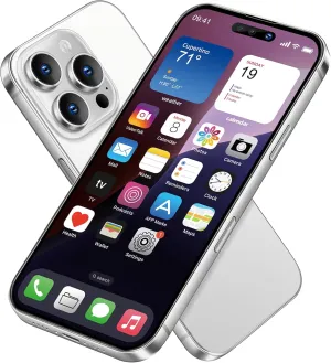 Dummy Fake Phone Model, Looks Like The Real Phone Compatible with Phone 16 Pro Max, for Cell Phone Store Display or Send a Toy Phone for Kids (Silver)