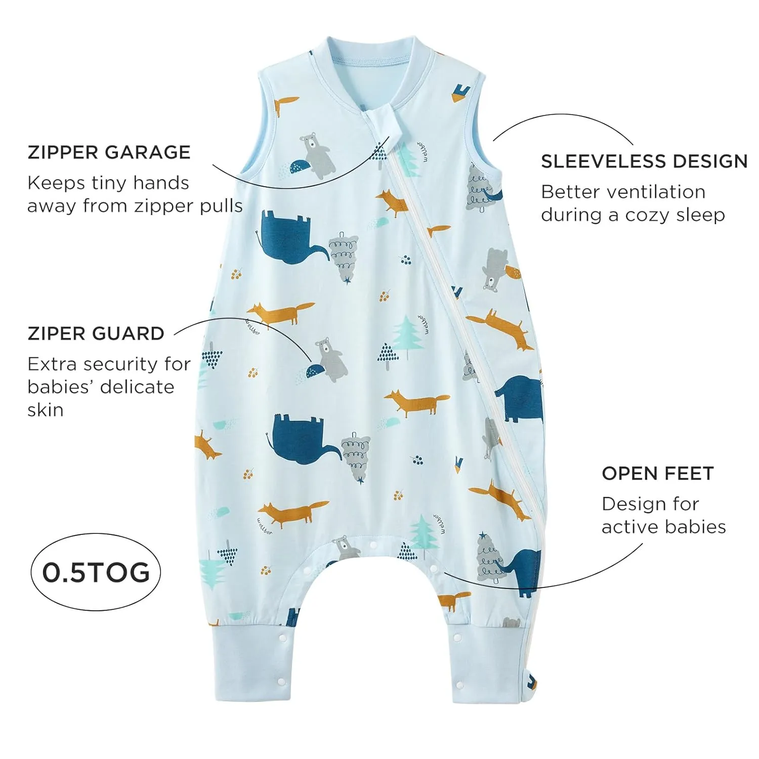 Duomiaomiao 2 Pack 0.5 TOG Toddler Sleep Sack 36-48 Months 100% Cotton Lightweight Baby Sleep Sack with Feet, Breathable Comfy Toddler Wearable Blanket