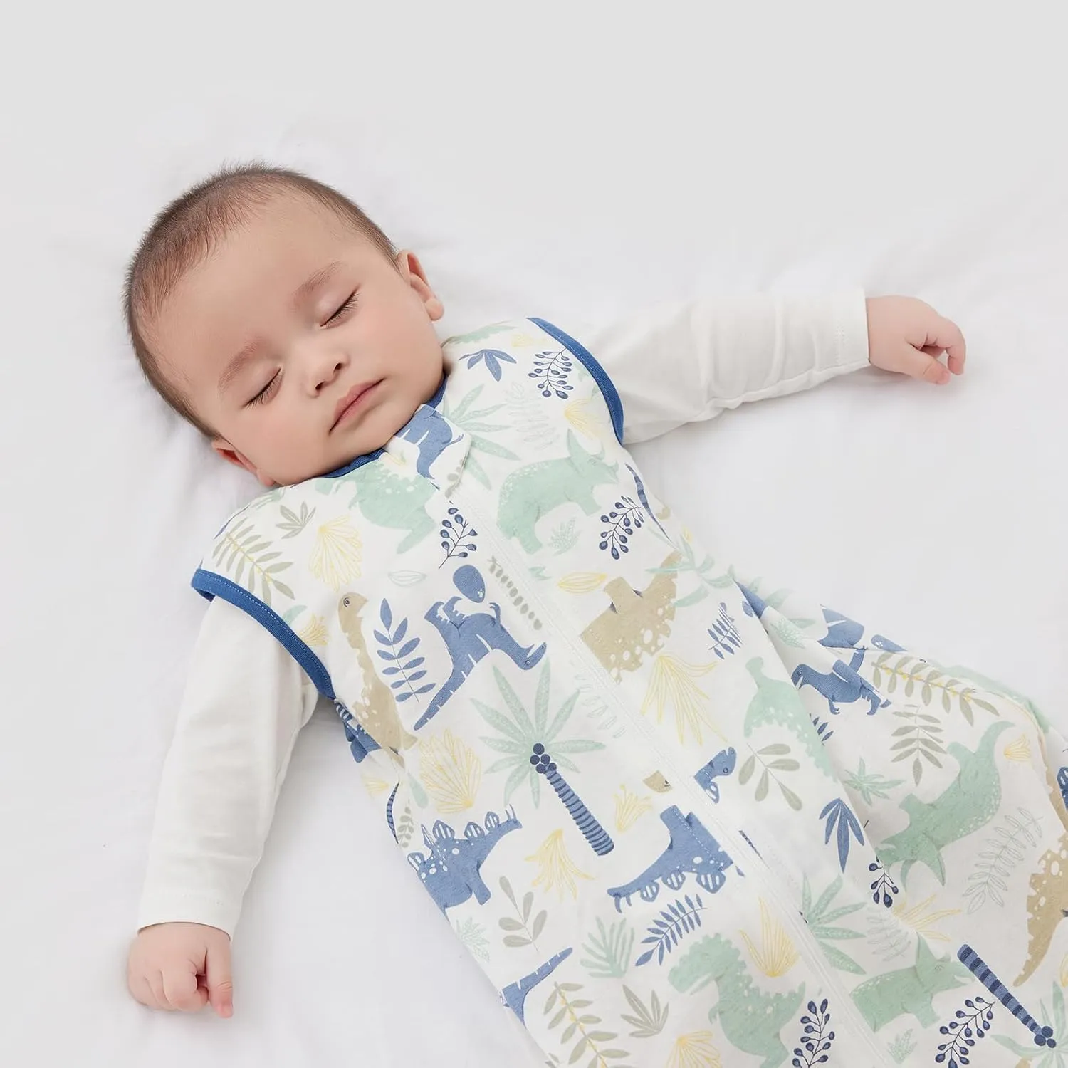 Duomiaomiao 3 Pack Baby Sleep Sack 100% Organic Cotton Lightweight Breathable Comfy Toddler Sleeping Sack (0.5tog Dinosaurs, Medium)