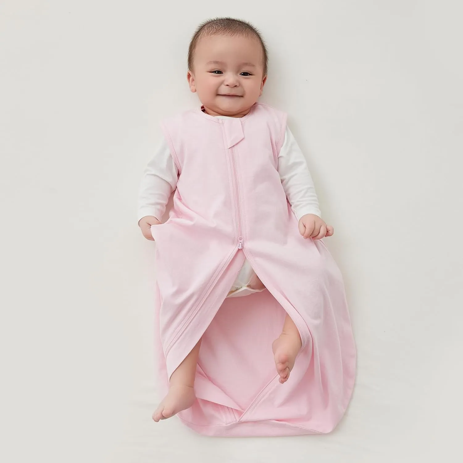 Duomiaomiao 3 Pack Baby Sleep Sack 100% Organic Cotton Lightweight Breathable Comfy Toddler Sleeping Sack (0.5tog Gray&Blue&Pink, Medium)