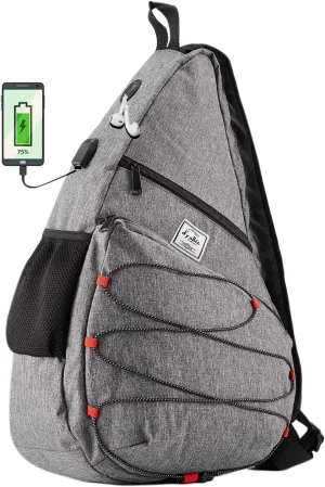 d'yallee 15.4" Sling Bag for Men Crossbody Shoulder Chest Bags Nylon for Travel Gym Sport Hiking with USB Charger Port …