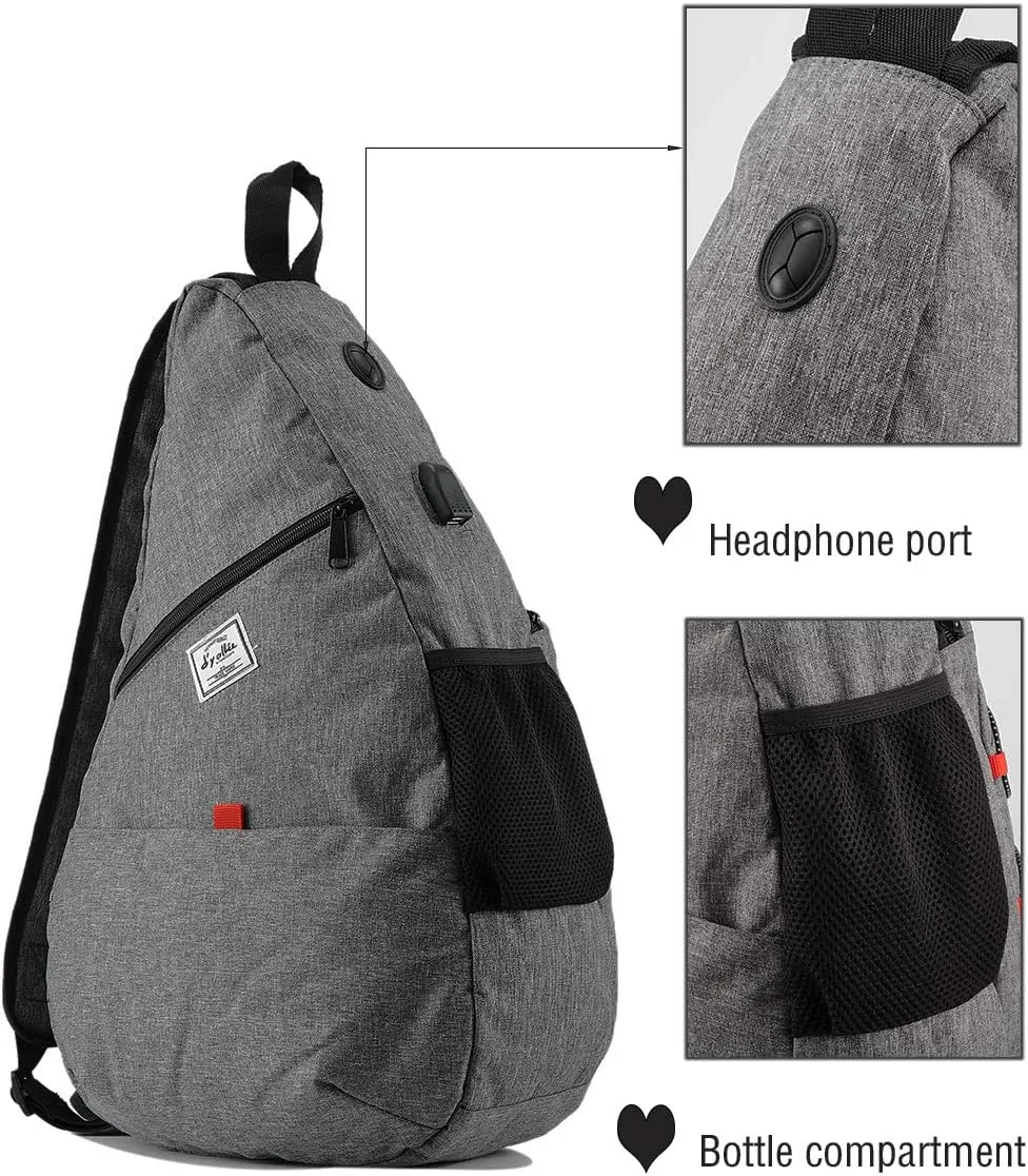 d'yallee 15.4" Sling Bag for Men Crossbody Shoulder Chest Bags Nylon for Travel Gym Sport Hiking with USB Charger Port …