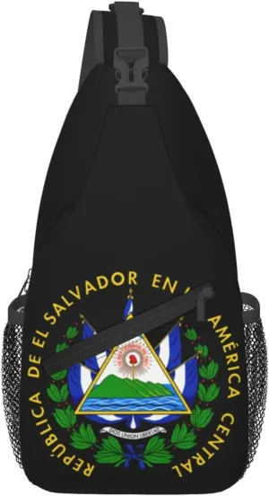 El Salvador Flag 1 Sling Bag, Unisex Crossbody Backpack Travel Hiking Chest Bags Lightweight Biking Backpack