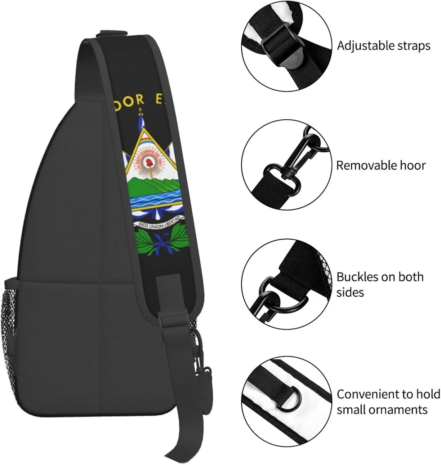 El Salvador Flag 1 Sling Bag, Unisex Crossbody Backpack Travel Hiking Chest Bags Lightweight Biking Backpack