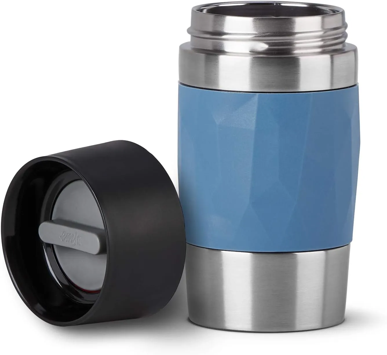 Emsa N21602 Travel Mug Compact Thermo/Insulated Stainless Steel Mug 0.3 Litres Hot 4 Hours Cold 8 Hours BPA Free 100% Leak Proof Dishwasher Safe 360° Drinking Opening Blue