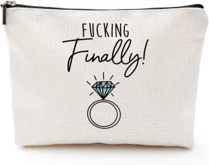 Engagement Gifts for Bride Fcking Finally Funny Newly Engaged Pouch Bridal Shower Gifts Bachelorette Party Cosmetic Bag for Women