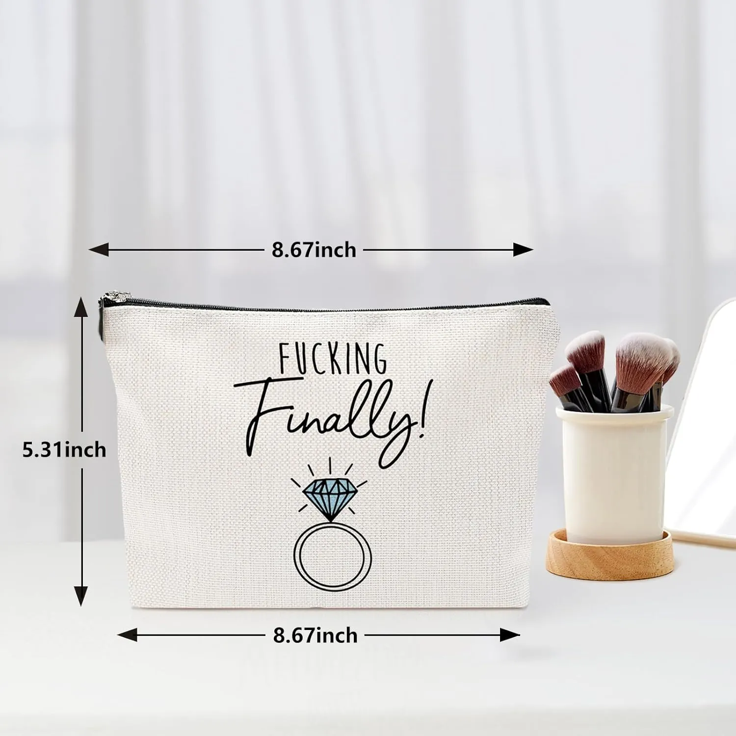 Engagement Gifts for Bride Fcking Finally Funny Newly Engaged Pouch Bridal Shower Gifts Bachelorette Party Cosmetic Bag for Women