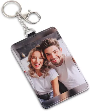 Engraved Leather Front Pocket Wallet,Custom Picture & Name Minimalist Card Case Wallet,Credit Card Holders Personalized Gifts for Women Men Dad Son