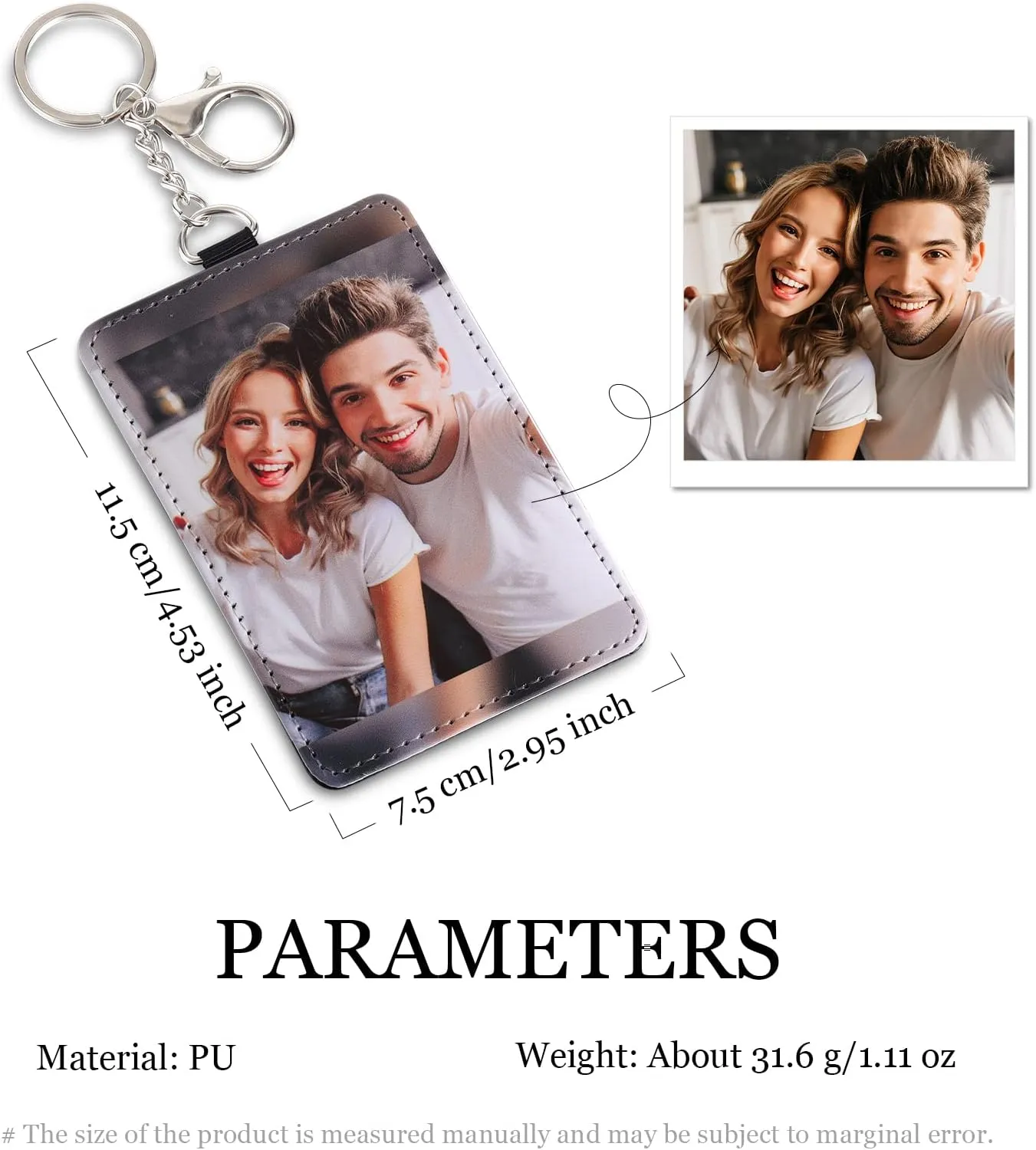 Engraved Leather Front Pocket Wallet,Custom Picture & Name Minimalist Card Case Wallet,Credit Card Holders Personalized Gifts for Women Men Dad Son