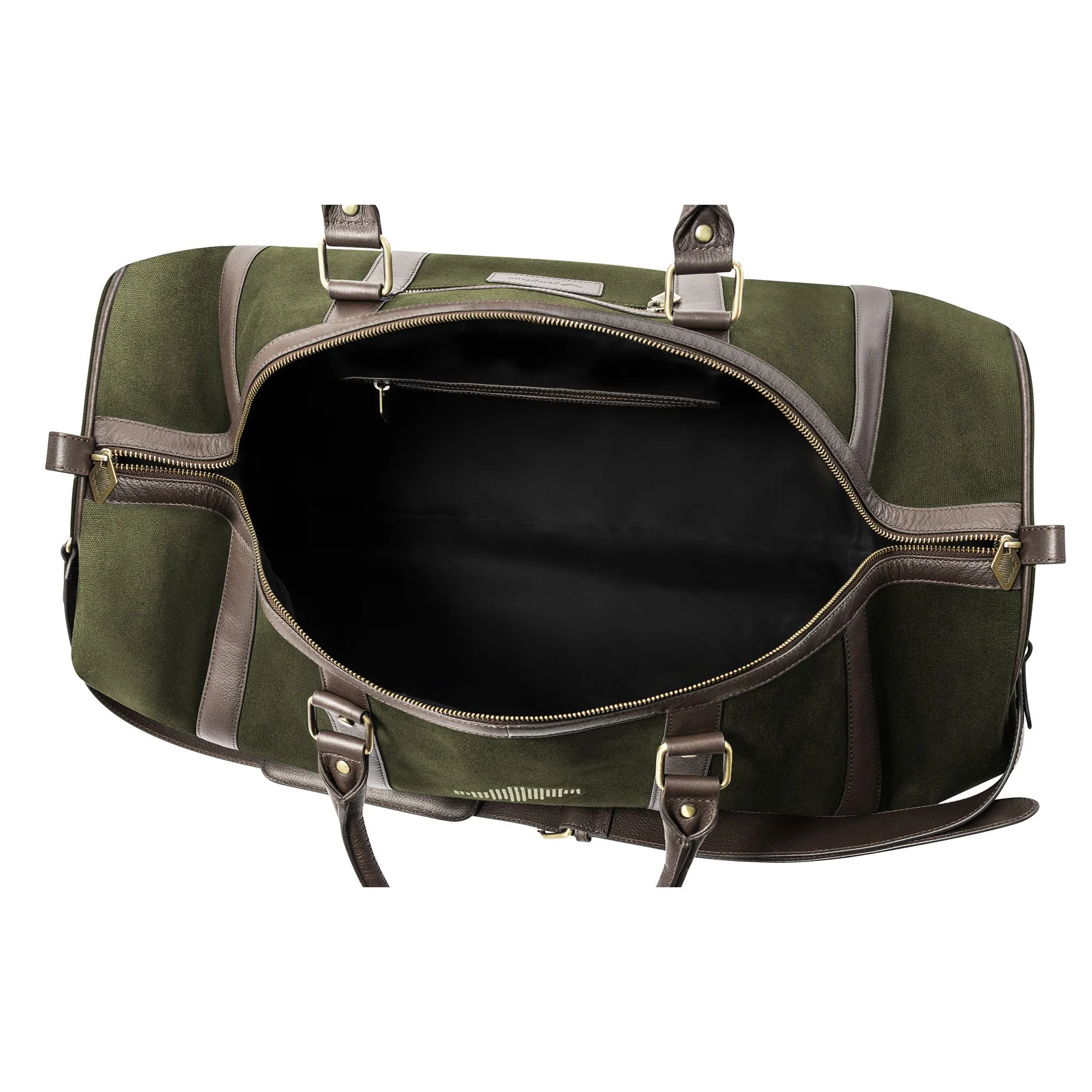 Equipo Holdall Bag - Brown Leather and Forest Canvas