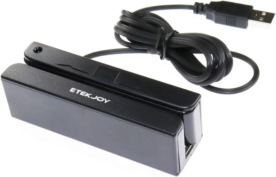 ETEKJOY USB 3-Track Magnetic Stripe Card Reader POS Credit Card Reader Swiper MagStripe Swipe Card Reader ET-MSR90