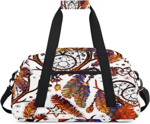 Ethnic Tribe Dreamcatcher Gym Duffel Bag for Men Women Boho Feather Sports Tote Bag with Adjustable Shoulder Strap for Dance Gymnastics Traveling Outdoor Camping Overnight Stay