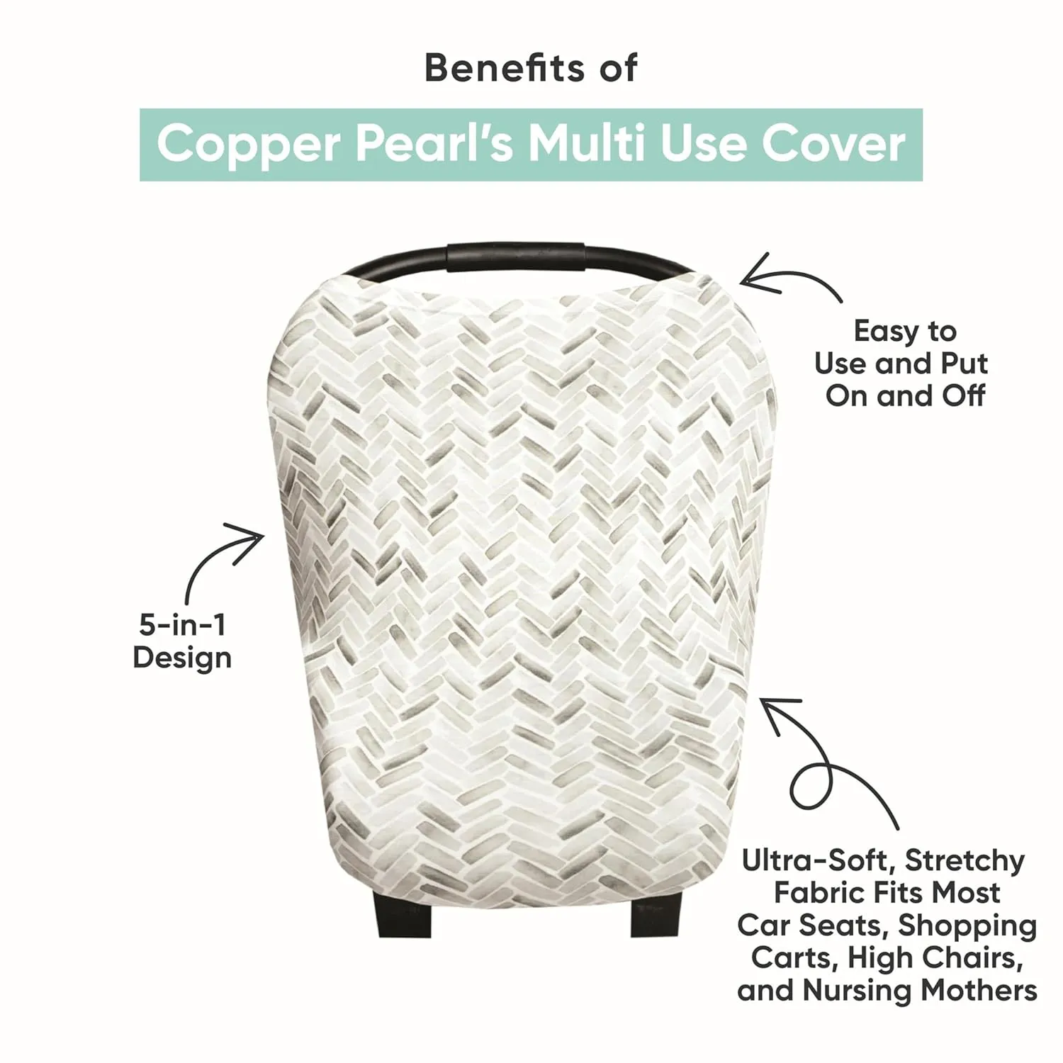Evergreen Copper Pearl Multi-Use Cover: Car Seat & Stroller Cover - Sun Protection, All-Season Use, Stylish Designs, Easy Access for Moms