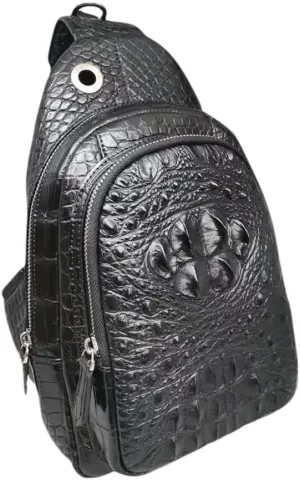 Exotic Genuine Crocodile Skin Men's Casual Chest Bag Authentic Real True Alligator Leather Male Crossbody Bag Messenger Bag