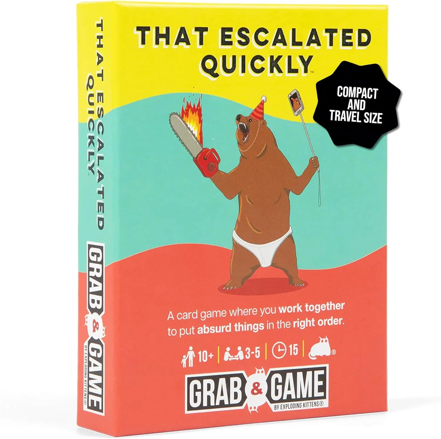 Exploding Kittens That Escalated Quickly: Grab and Game Compact Travel-Sized Card Game for 3-5 Players - Ages 10  - 15 Minutes to Play - Party Game -Family Game Night, Adult and Teen Card Game