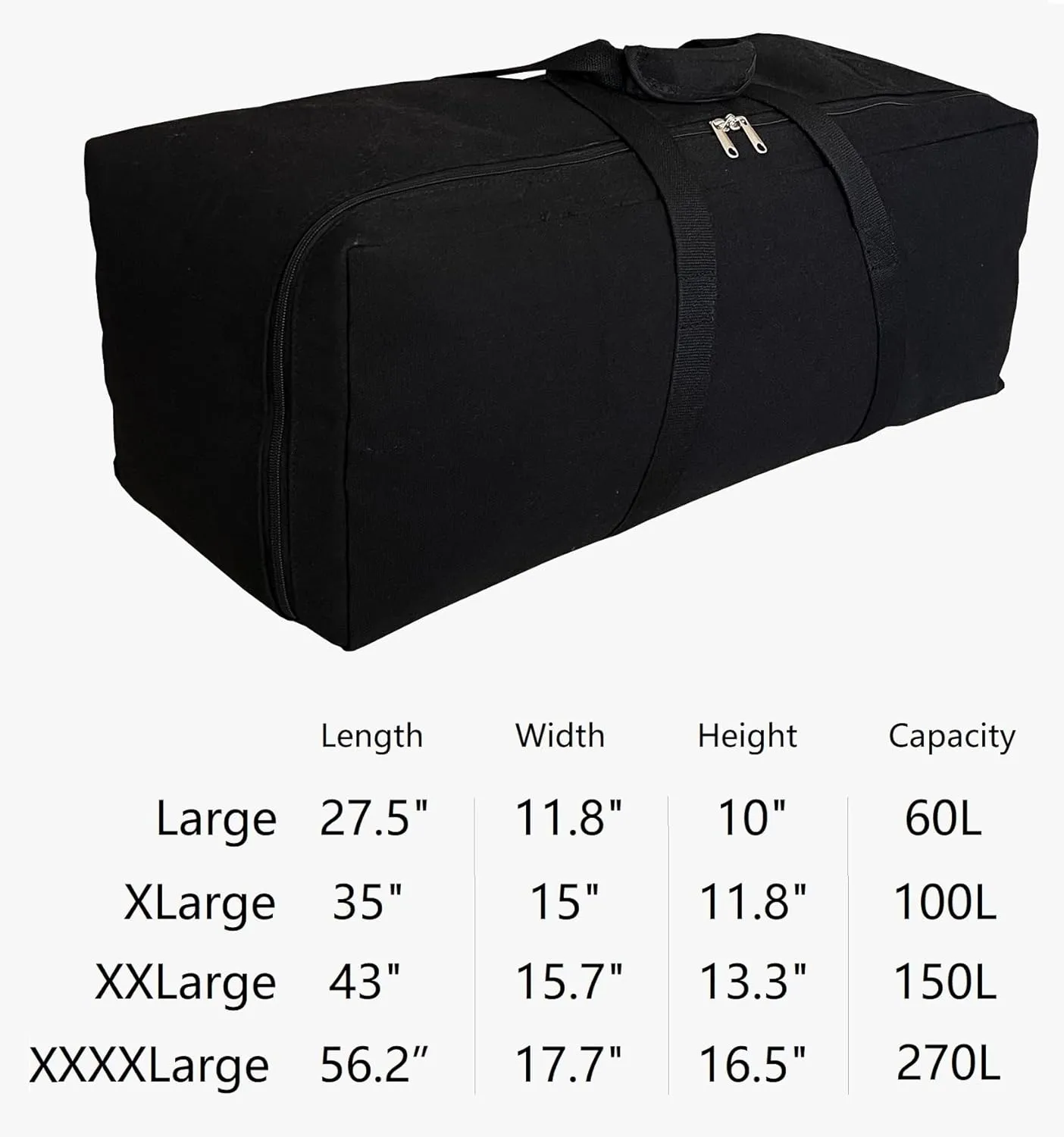 Extra Large Canvas Duffle Bag, Camping Tent, Sports Equipment, Travel Storage
