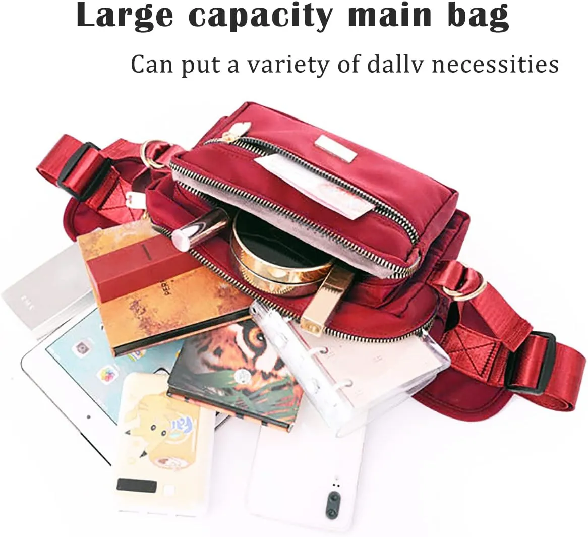 Extra Large Fashion Fanny Pack for Men Women, Waist Bag for Waterproof Hiking Running Biking Gym Outdoor Sports Travel Belt Bag (Garnet)