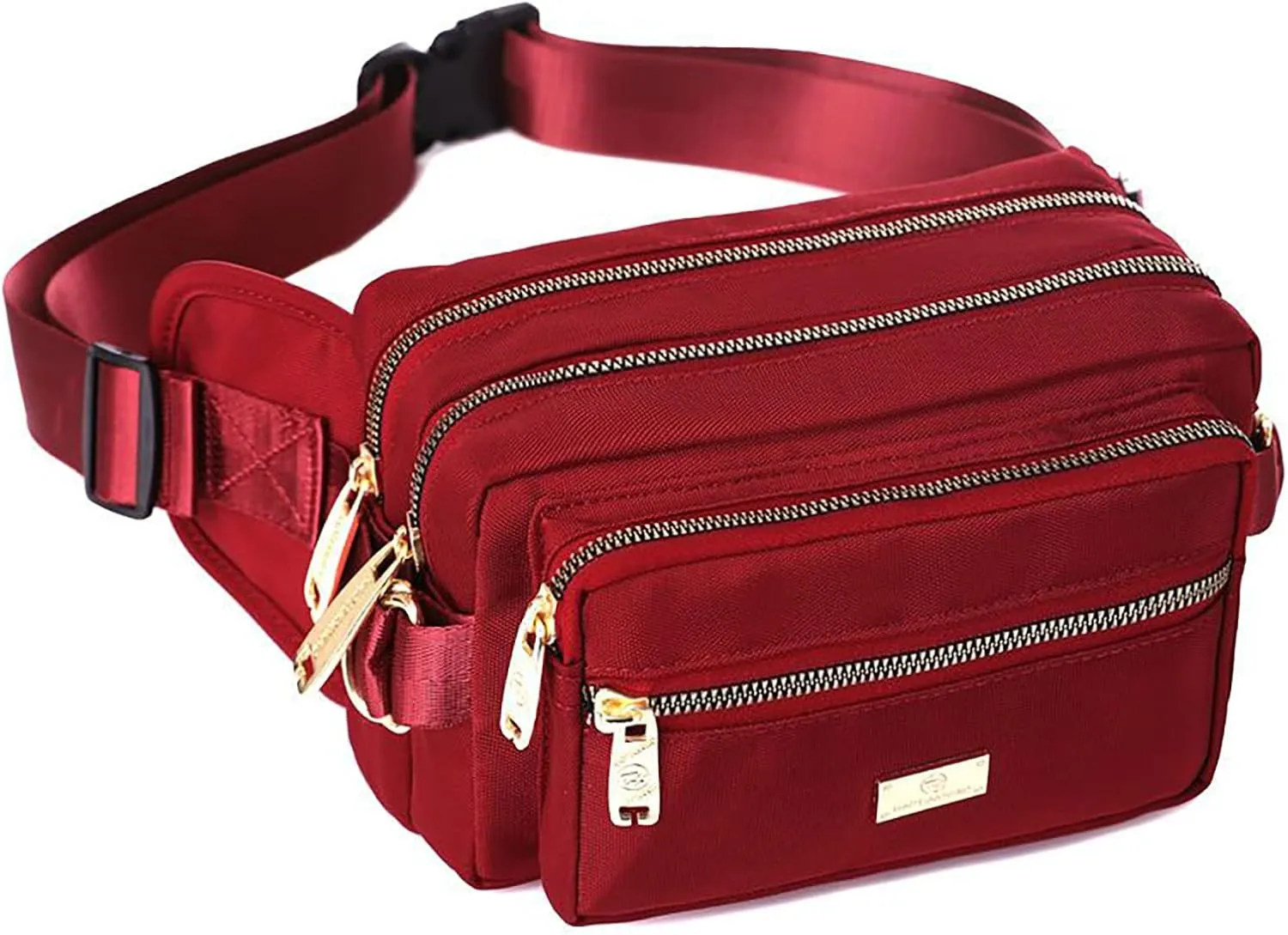 Extra Large Fashion Fanny Pack for Men Women, Waist Bag for Waterproof Hiking Running Biking Gym Outdoor Sports Travel Belt Bag (Garnet)