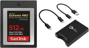 Extreme PRO 512GB CFexpress Type-B Memory Card, 1700MB/s Read, 1400MB/s Write Green Extreme USB-C 3.2 Gen 2 CFexpress Type-B and SD UHS-II Memory Card Reader