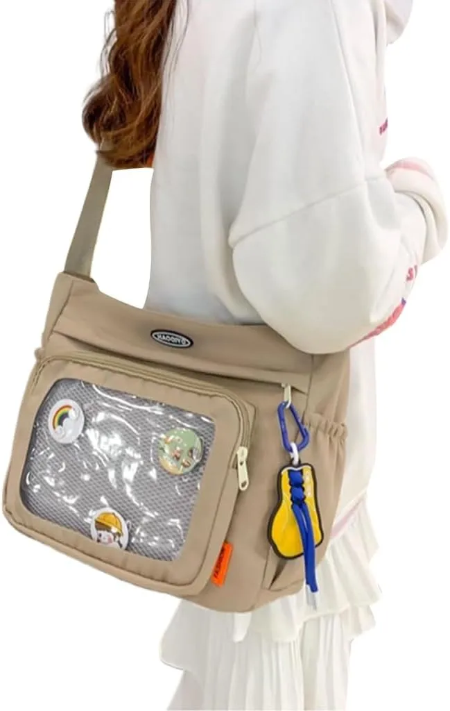 Eye Catching Women's Ita Bag Japanese Style Cute Pin Display Bag Large Capacity Handbag Crossbody Purse
