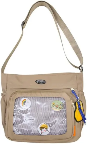 Eye Catching Women's Ita Bag Japanese Style Cute Pin Display Bag Large Capacity Handbag Crossbody Purse