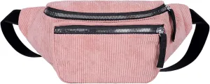 eYLun Women Fanny Pack Crossbody Bag Casual Corduroy Waist Bag Adjustable Chest Bag Waist Pack for Travel Walking Running Hiking Cycling Pink