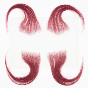 Fake Edges Real Human Hair Pieces HD Lace Front Wig - 99J Burgundy, 4 Pcs, Reusable Invisible Lace Hairline, Wine Red Colored Baby Hair Stripes