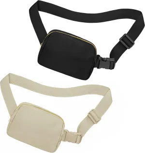 Fanny Pack Crossbody Bag for Women and Men, Belt Bag for Hiking Bum Bag with Adjustable Strap, Waist pack for Running Workout Sports Travel Black Grey Wood