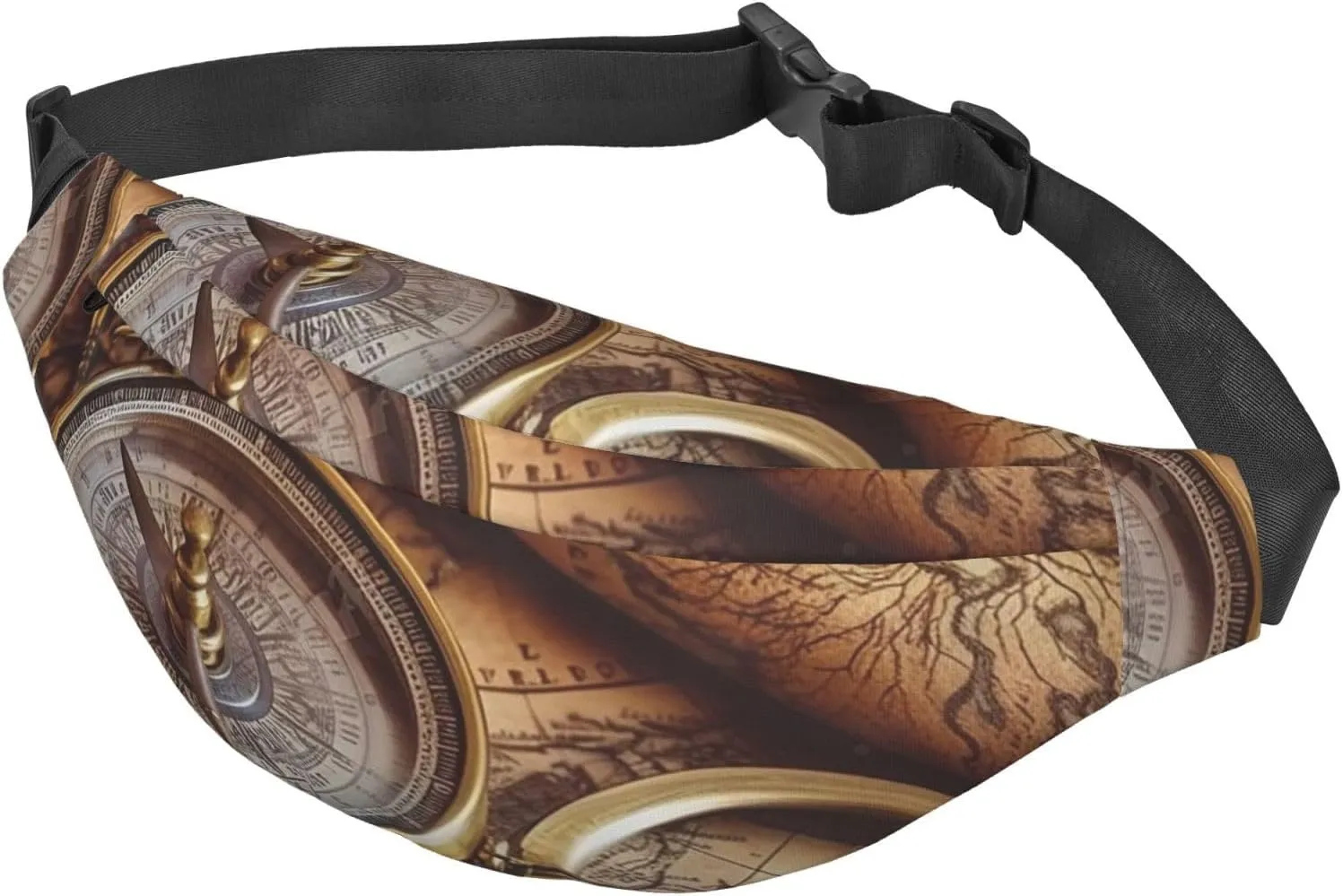 Fanny Pack For Men Women Casual Belt Bag Waterproof Waist Bag Compass And Old World Map Running Waist Pack For Travel Sports