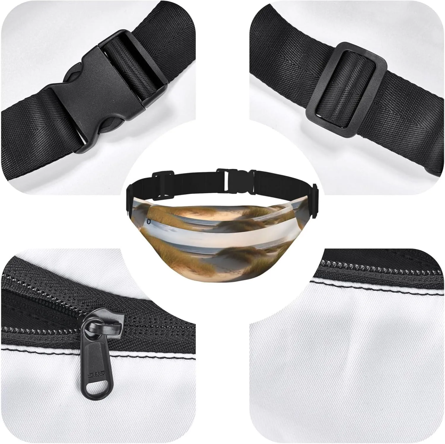 Fanny Pack for Men Women Waist Bag Adjustable Waist Pack Crossbody Belt Bag beach dunes Bum Bag
