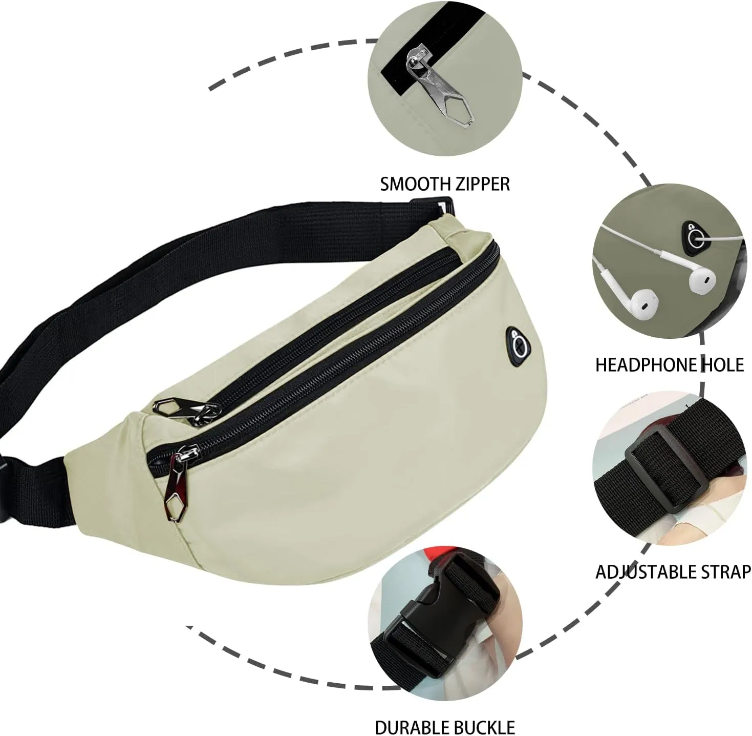 Fanny Pack for Men Women, Waterproof Sports Waist Bag Pack, Belt Bag for Travel Hiking Running