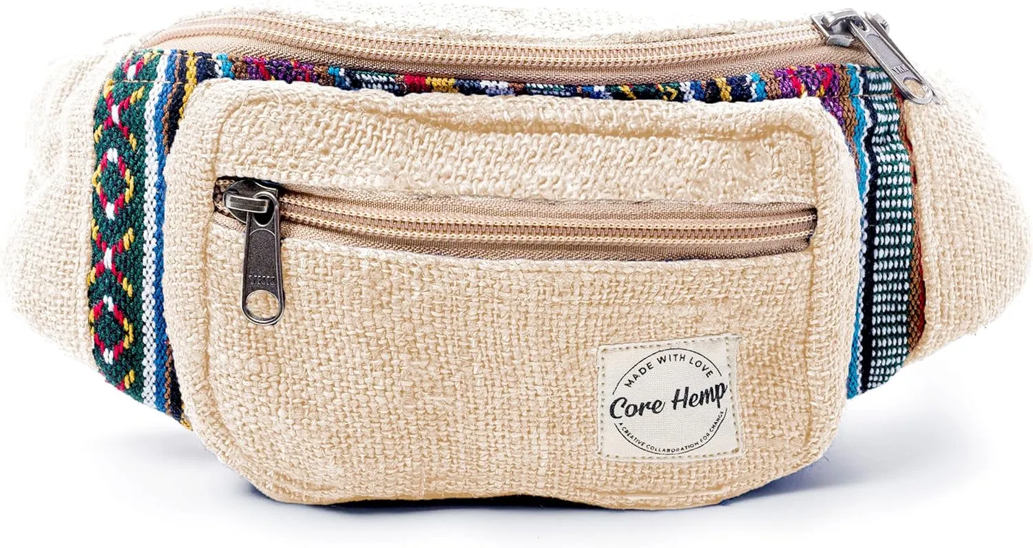 Fanny Pack for Women & Men Hemp Cross Body Fashion Waist Pack Bum Bag with Adjustable Straps Belt Bag For Running Hiking Travel
