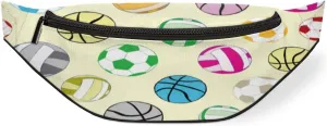 Fanny Pack for Women Men Colorful Basketball Football Waist Pack Crossbody Bag with Adjustable Straps for Hiking Running Walking Travel Cycling