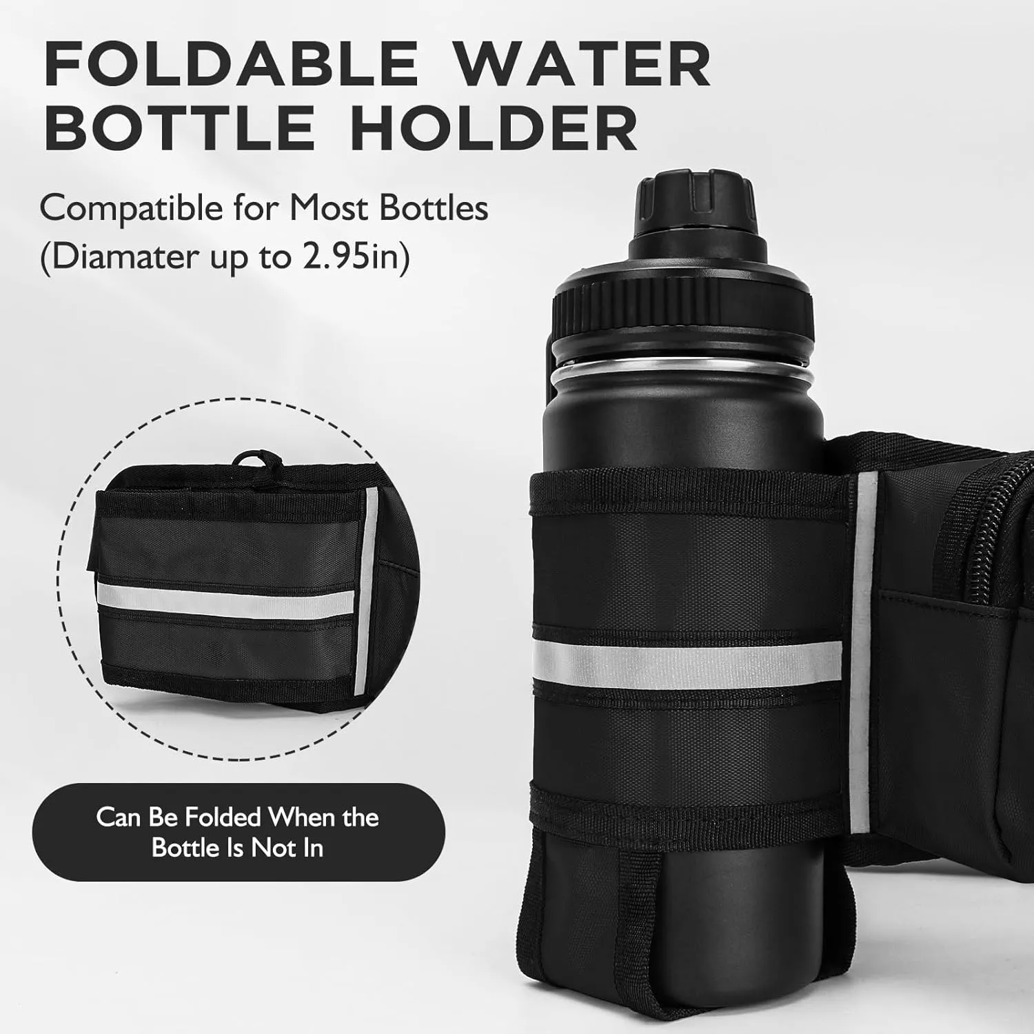 Fanny Pack for Women Men with Water Bottle Holder,Waist Bag for Hiking,Travel,Running,Dog Walking,Workout,Cycling (Black)
