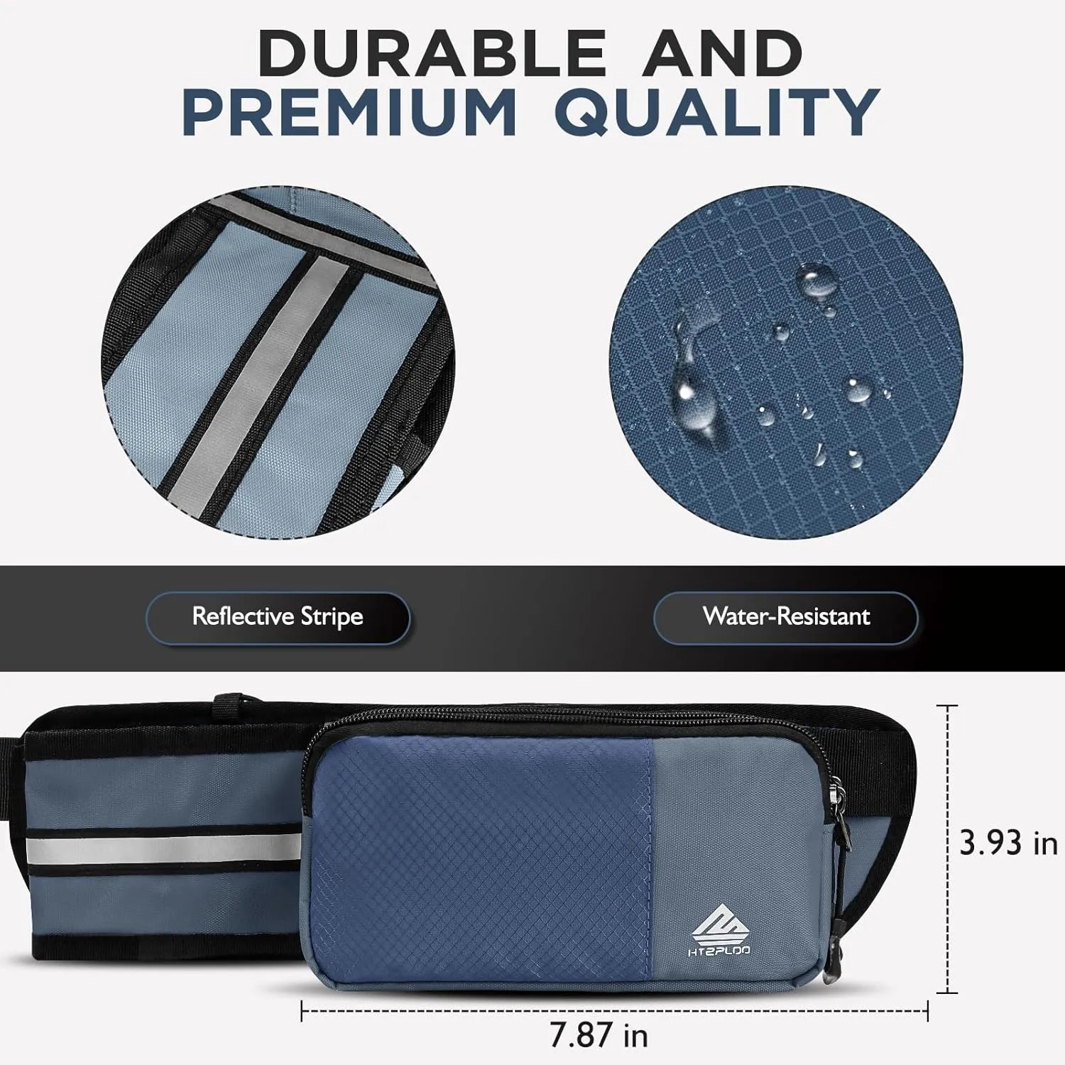 Fanny Pack for Women Men with Water Bottle Holder,Waist Bag for Hiking,Travel,Running,Dog Walking,Workout,Cycling (Dark Blue)