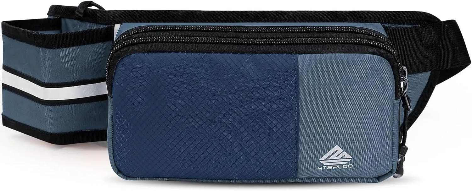 Fanny Pack for Women Men with Water Bottle Holder,Waist Bag for Hiking,Travel,Running,Dog Walking,Workout,Cycling (Dark Blue)